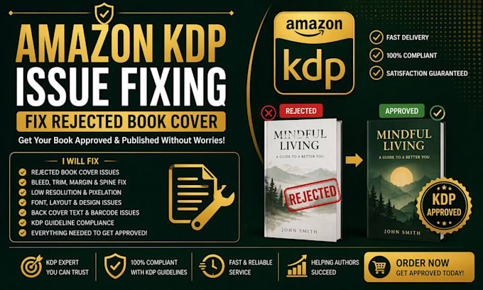 fix book cover, amazon kindle book formatting, resize edit and format book cover