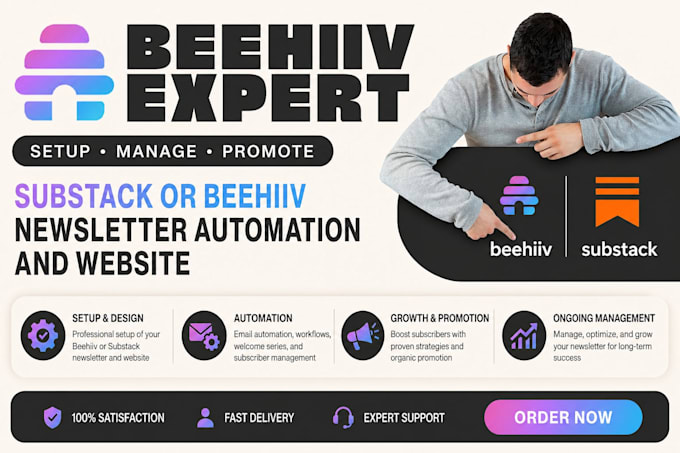 Setup, manage and promote substack or beehiiv newsletter automation ...