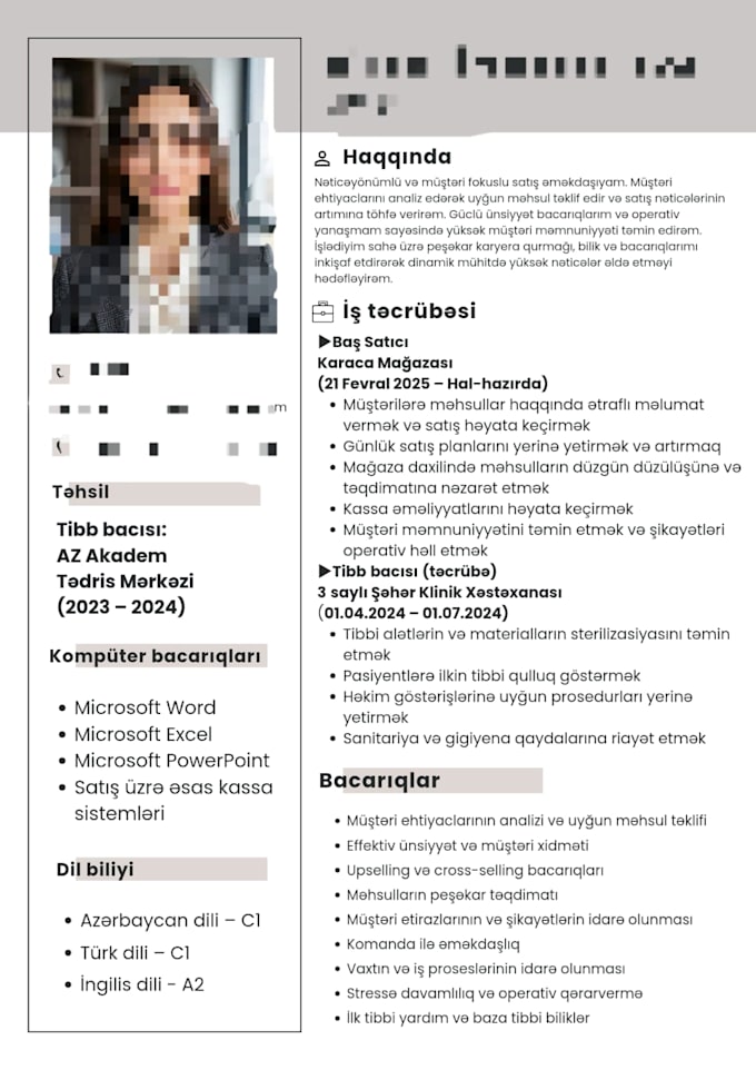 design a professional modern CV resume