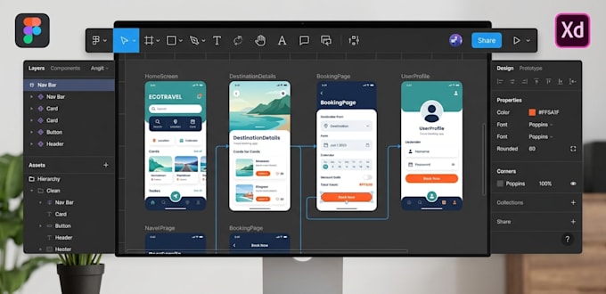 create UI UX using figma and adobe xd