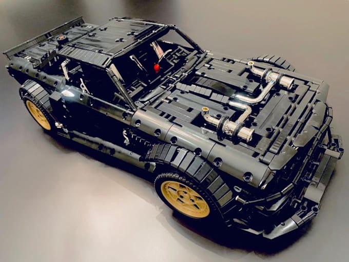 design 3d lego model moc, lego technic, car, toy set with instruction