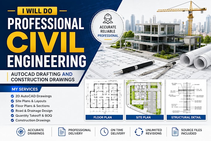 do professional civil engineering, autocad drafting and construction draw