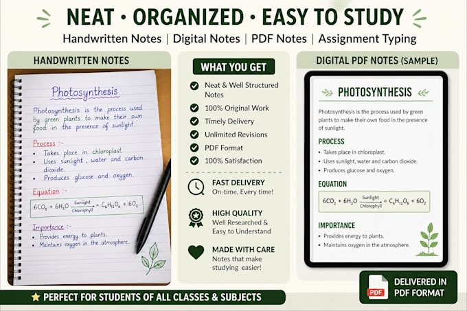 create neat notes, convert notes to PDF, or type assignments