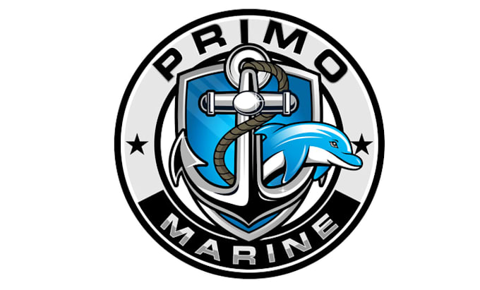 design powerful monogram primo marine logo