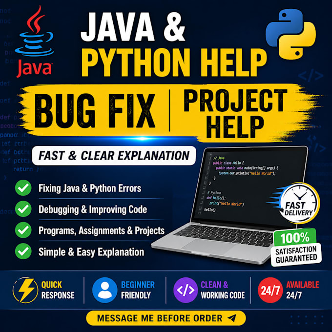 fix your java and python bugs and explain the solution clearly
