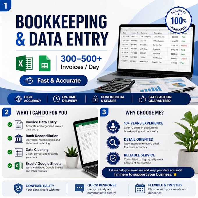 do bookkeeping data entry and bank reconciliation fast