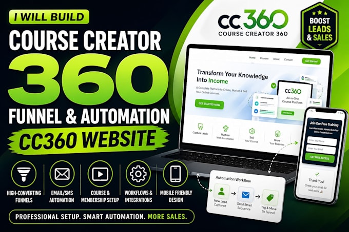 build clone course creator 360 funnel automation cc360 website