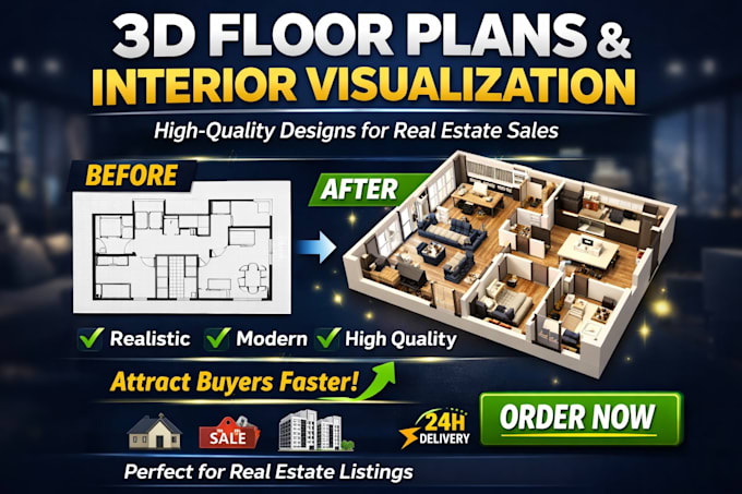 create 3d interior visualization and floor plan for property marketing