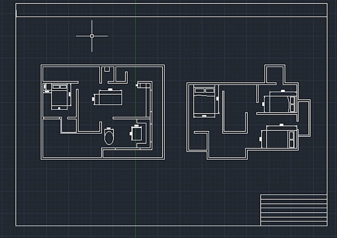 2d autocad furniture plan with elevation