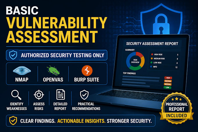 perform a basic vulnerability assessment, pentesting, provide a security report