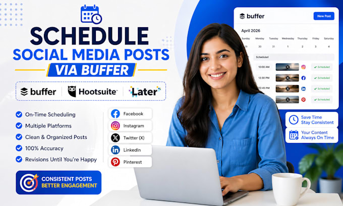schedule social media post via buffer, hootsuite, later