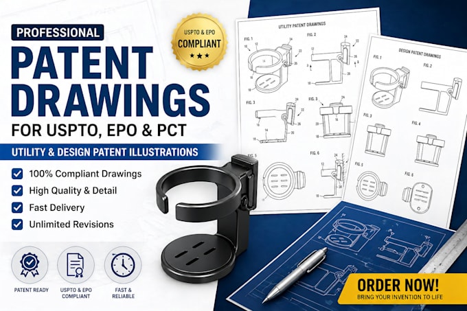 make professional patent drawings and illustrations for uspto and epo filling