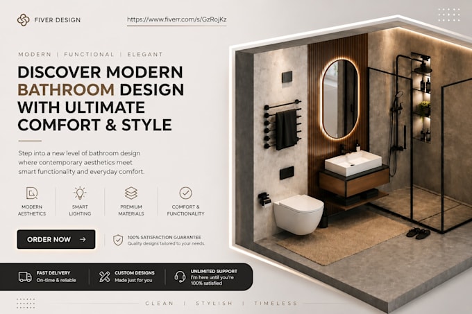 design modern bathroom layouts and realistic 3d interior