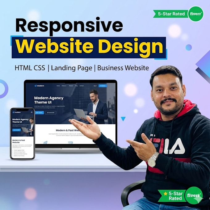 create a responsive modern website using HTML CSS javascript