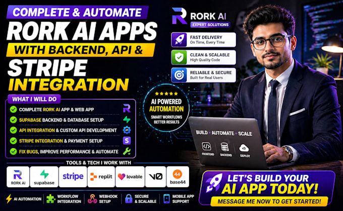 complete and automate rork ai apps with backend, api and stripe integration