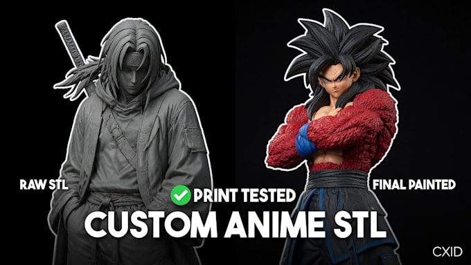 create custom anime statue display model stl for 3d printing