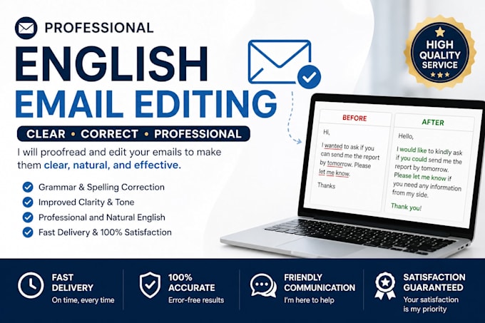 professionally proofread and edit your english emails