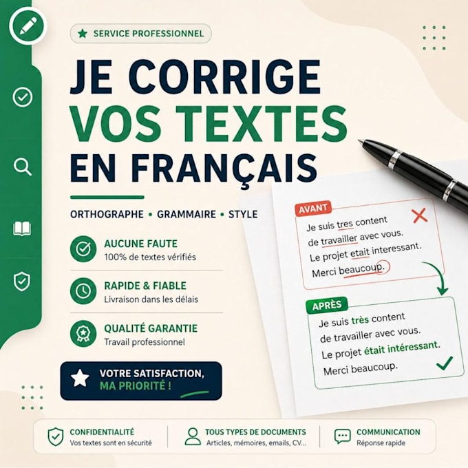 proofread, edit and correct your french text professionally