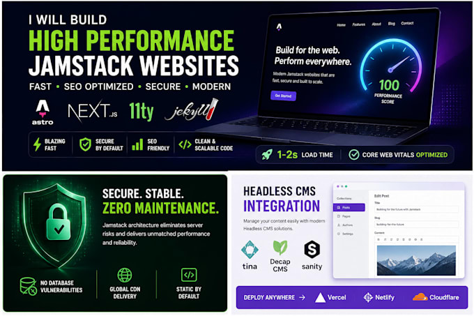 develop high performance astro nextjs and jamstack websites