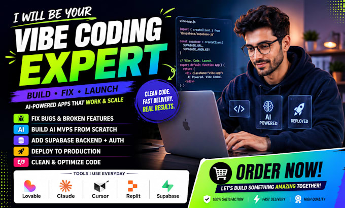 be your vibe coder for vibe coding apps, websites,  ai mvps with lovable base44