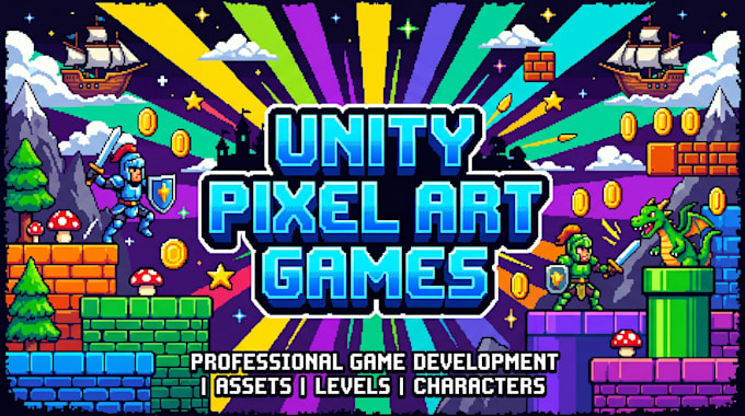 develop unity pixel art game, pixel web game, top down game, retro game in unity