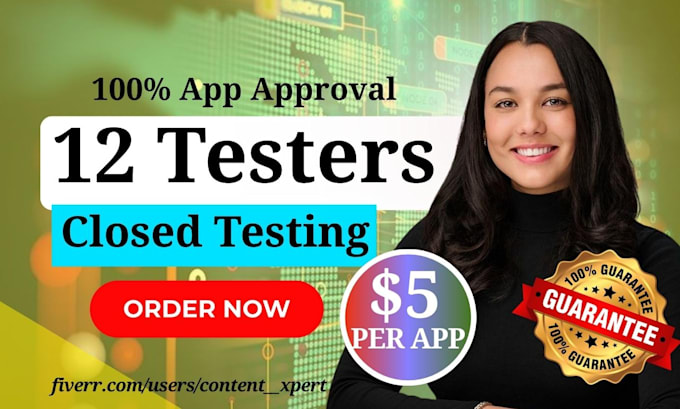 provide real 12 testers for your app for google play console closed testing