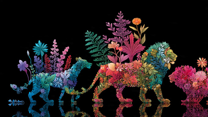 draw an animal and botanical illustration