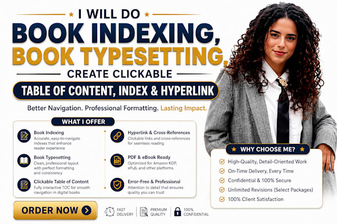 do book indexing, create clickable table of content, index and hyperlink