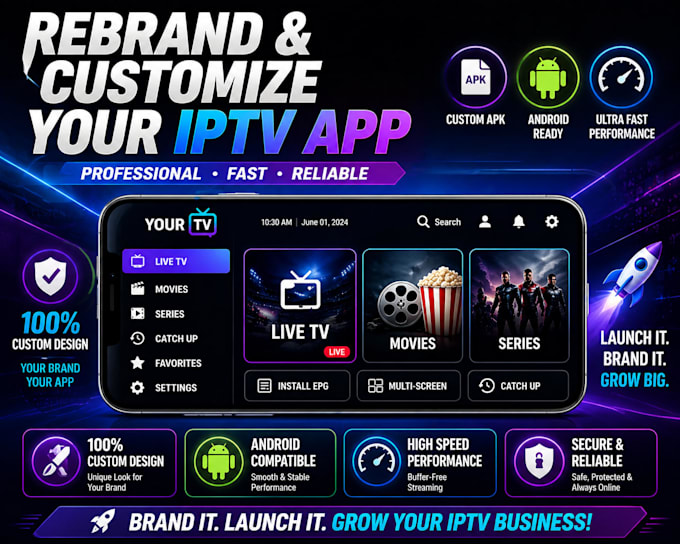professionally rebrand your latest iptv android app with full panel setup
