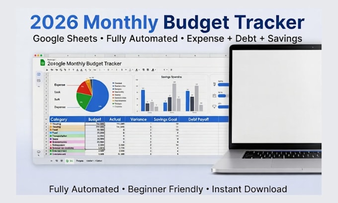 monthly budget tracker google sheets expense savings goals planner debt payoff