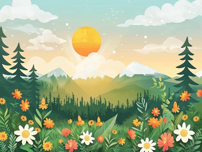 draw professional vector landscape illustration
