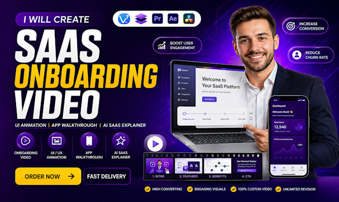 create saas onboarding video, ui animation, app walkthrough, ai saas explainer