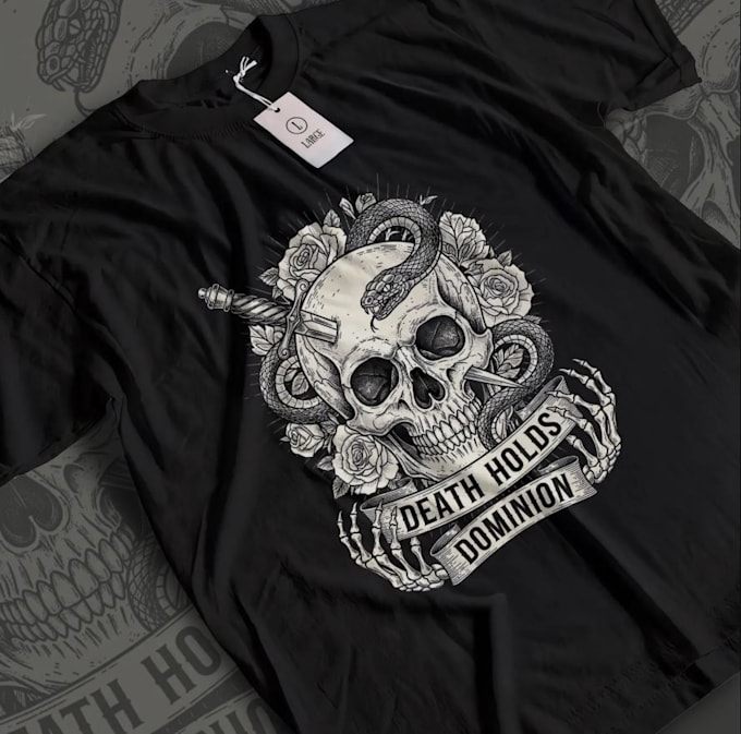 do retro t shirt snake skull logo design