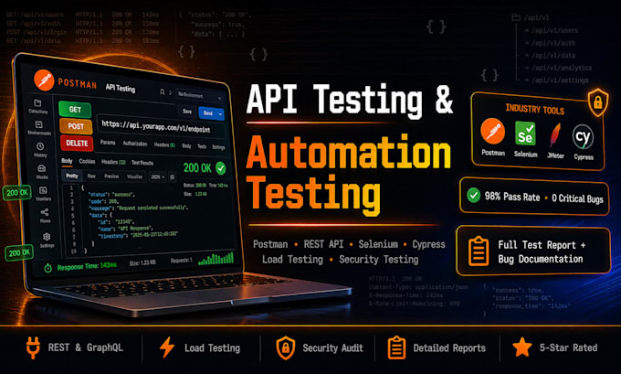 perform API testing and load testing for web or mobile app