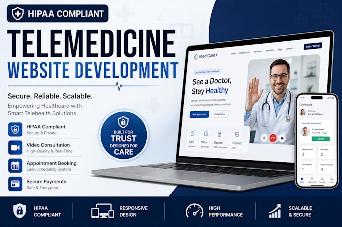 develop hipaa compliant ai telemedicine website, doctor consultation site