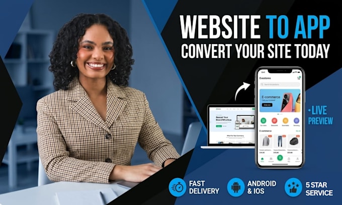 Convert website to android and ios mobile app with webview and push ...