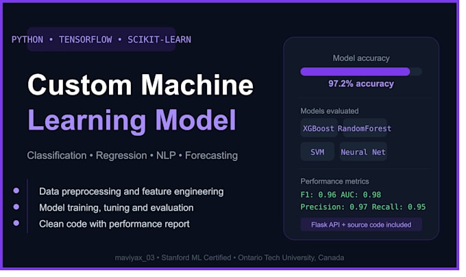 build a machine learning model for prediction, classification, or nlp