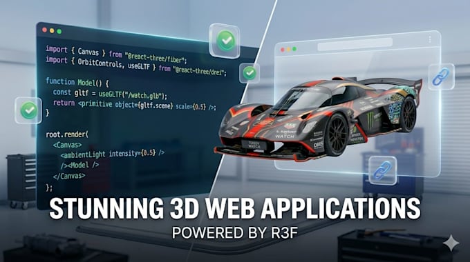 develop a stunning 3d interactive website using threejs and r3f