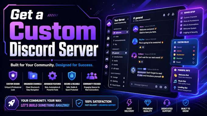 make an affordable custom discord server for you