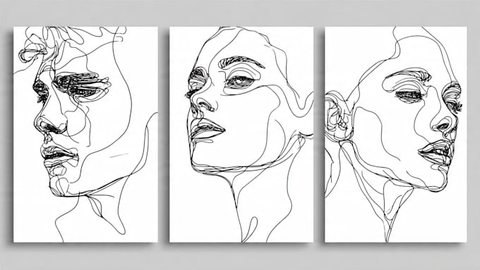 make scribble art, abstract line portrait