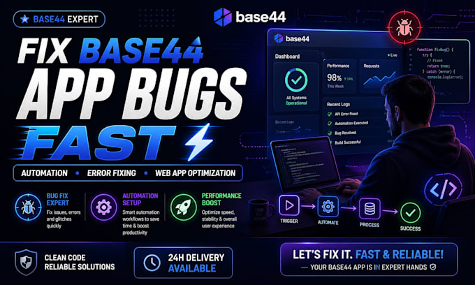 fix base44 app bugs errors automation issues webapp base44 expert