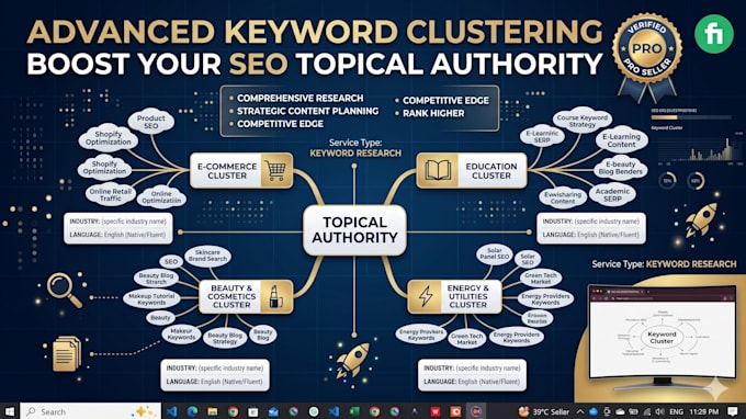 do advanced SEO keyword clustering research for all catagories