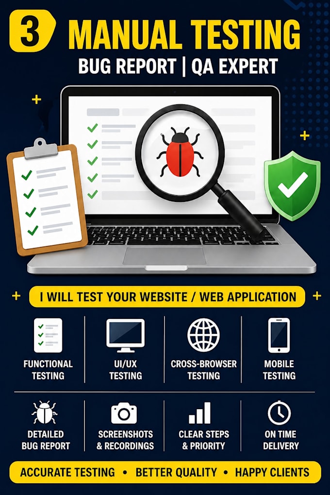do website and mobile app testing with detailed bug reports