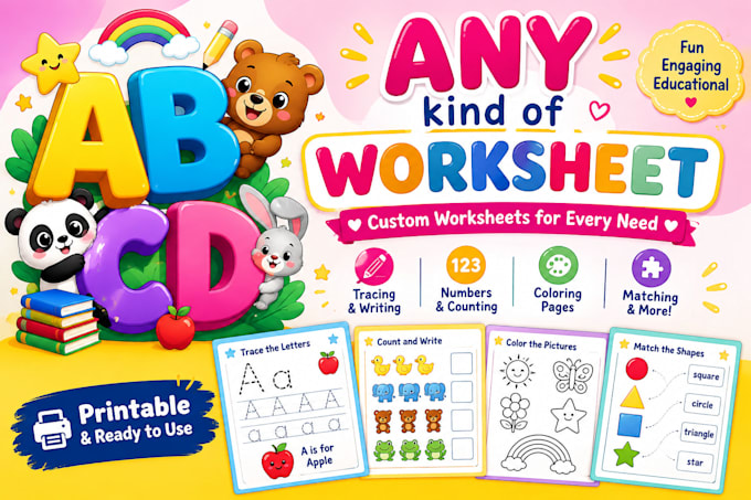 design printable kindergarten worksheets for kids
