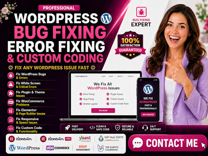 fix wordpress bugs, errors, broken website issues and slow loading