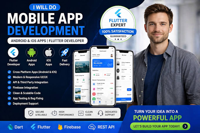 do mobile app development android ios app, building mobile app flutter developer