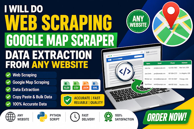 do web scraping, google map scraper, data extraction from any website
