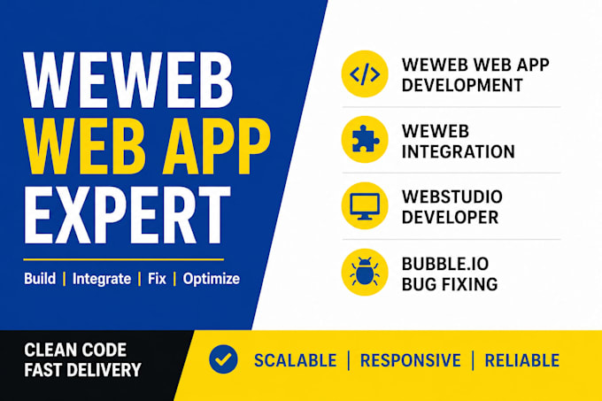 build weweb app, weweb integration, webstudio site, fix bubble io bugs