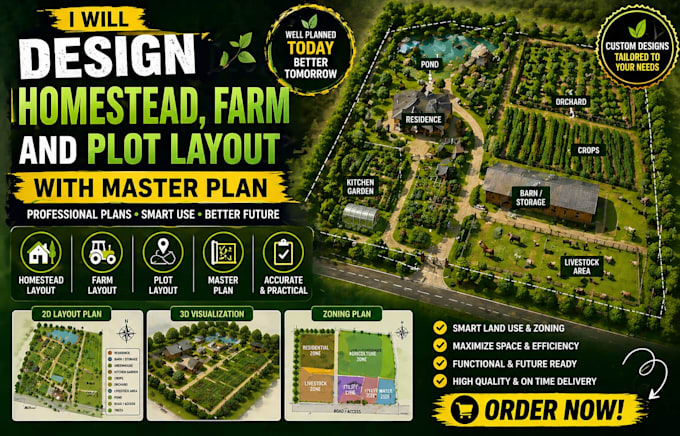 design homestead layout farm layout plot layout and master plan for farmland use