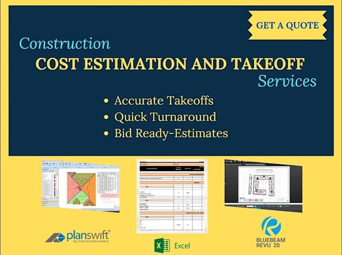 provide professional construction estimation, material takeoff using planswift